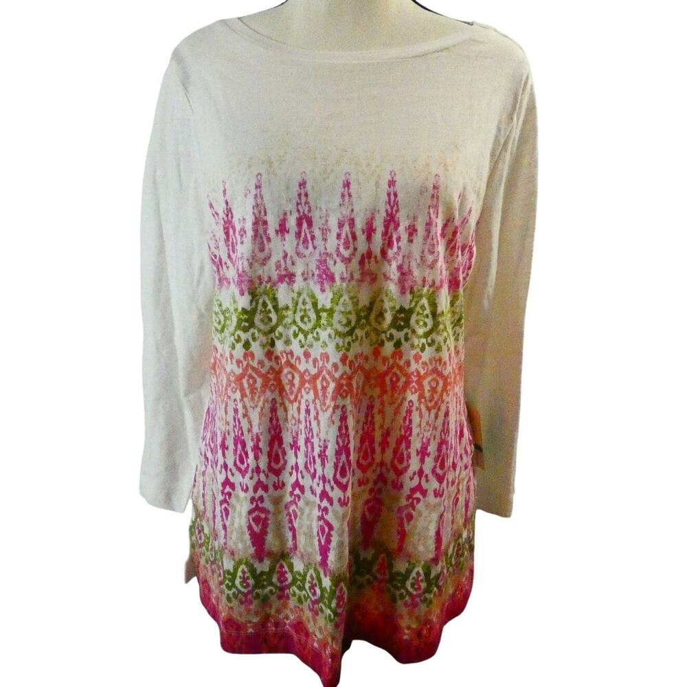 Carribean Joe Women's Large Cotton Tunic Secret Garden NWT